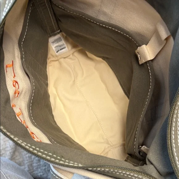 New lands end Canvas Tote Bag with green and Cream Design - Picture 7 of 8